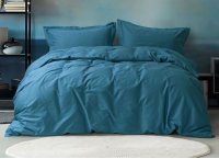 Постельное белье сатин Premium Lotus Home - Dakota Modern Blue (Турция), евро